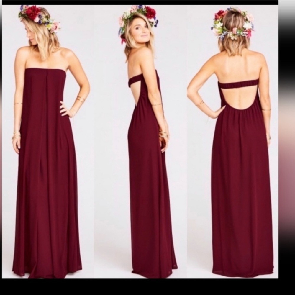 NWT Show Me Your Mumu “Sirene” Merlot Red Strapless Maxi Dress - Picture 2 of 9